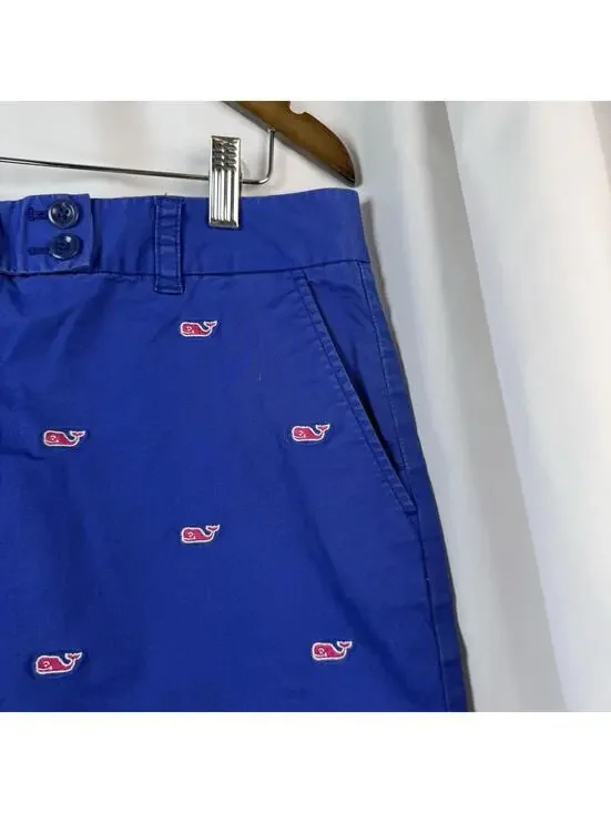 Vineyard Vines Women's Size 8 Blue Embroidered Whale Chino Mini Skirt w/ Pockets - Picture 8 of 9